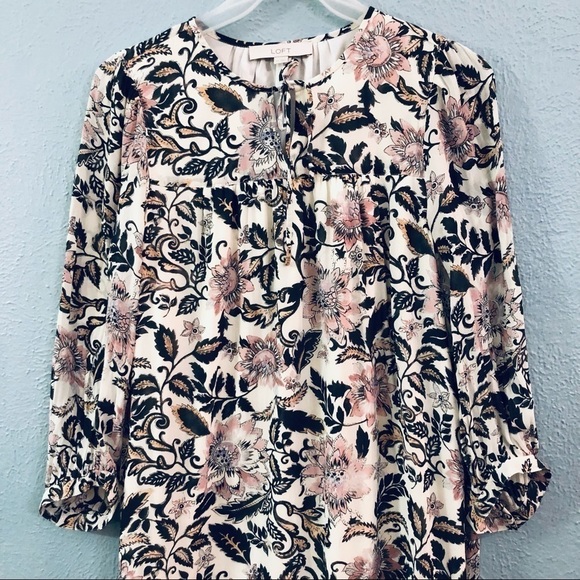 Loft mauve floral print flowy dress - Picture 2 of 6